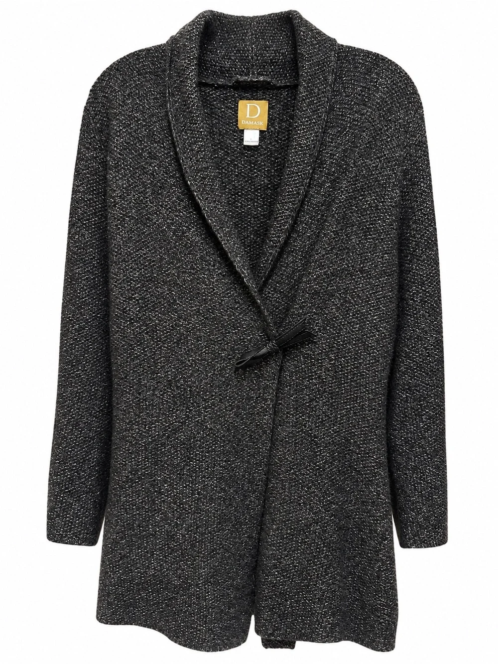 Damask Large Cashmere Angora Wool Blend Charcoal Longline Coatigan Cardigan Chic